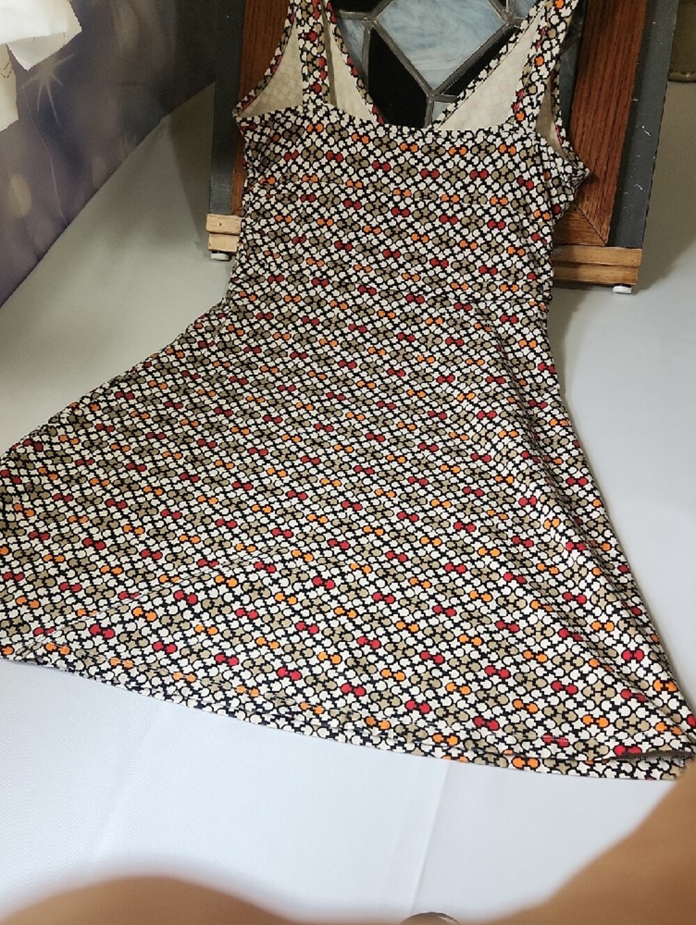 Patagonia Sleeveless Midi Dress with Red, Orange, Black & White Geometric Print - Picture 5 of 6
